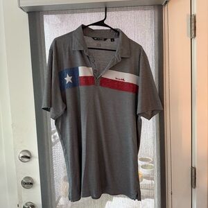 Gray Polo Travis Matthew Shirt with Texas Flag Design